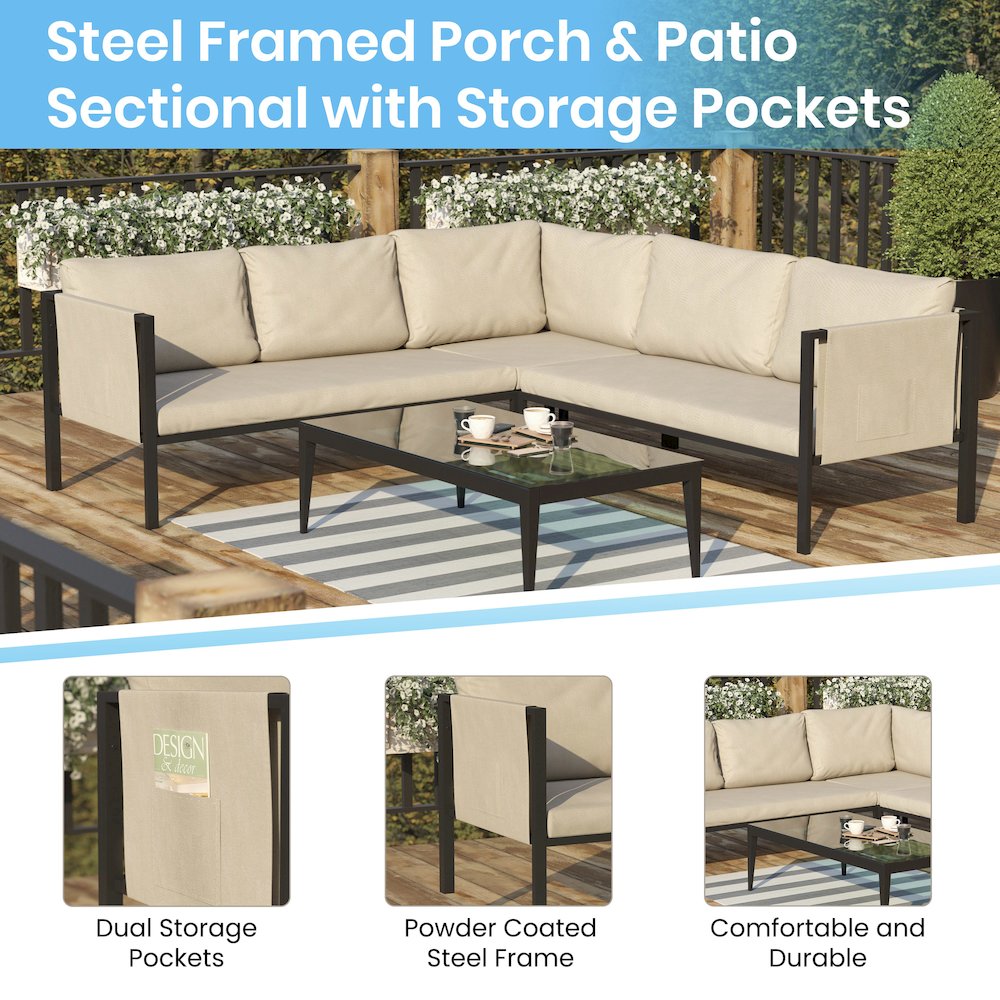 Black with Beige Cushions