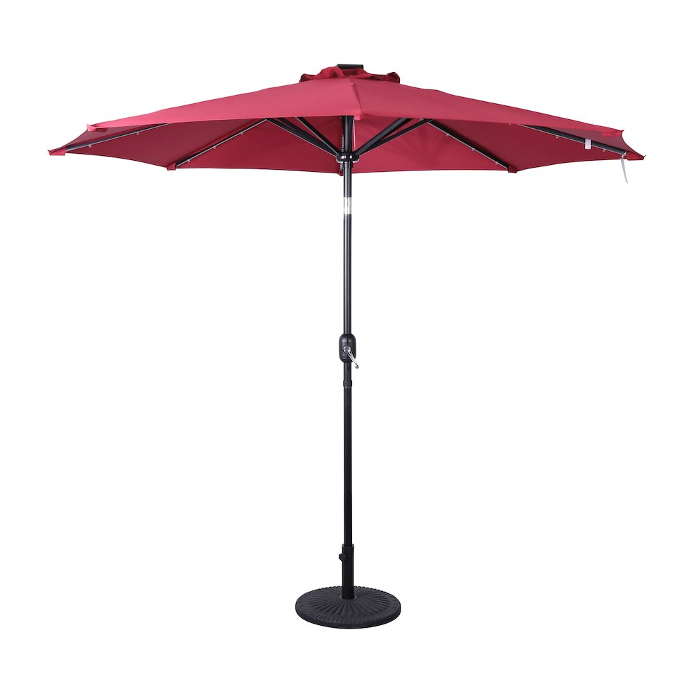9 FT Round Umbrella with 32 Solar LED Lights and Crank