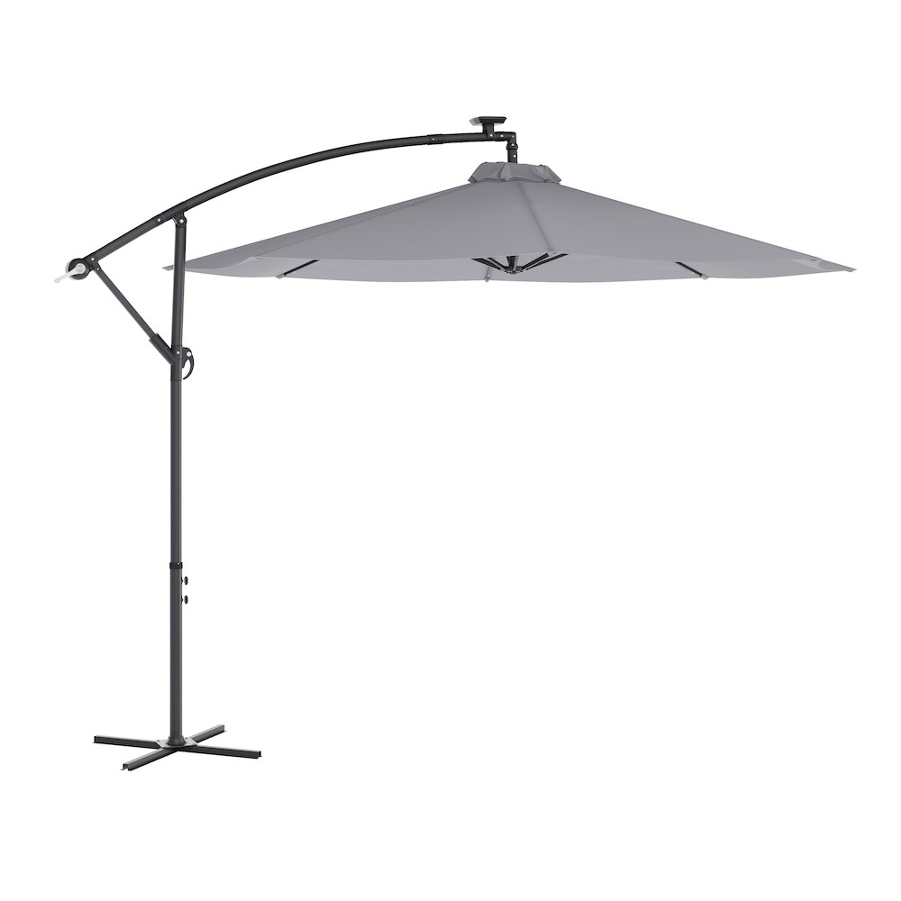Commercial Grade 10 ft Round Solar LED Patio Cantilever Umbrella