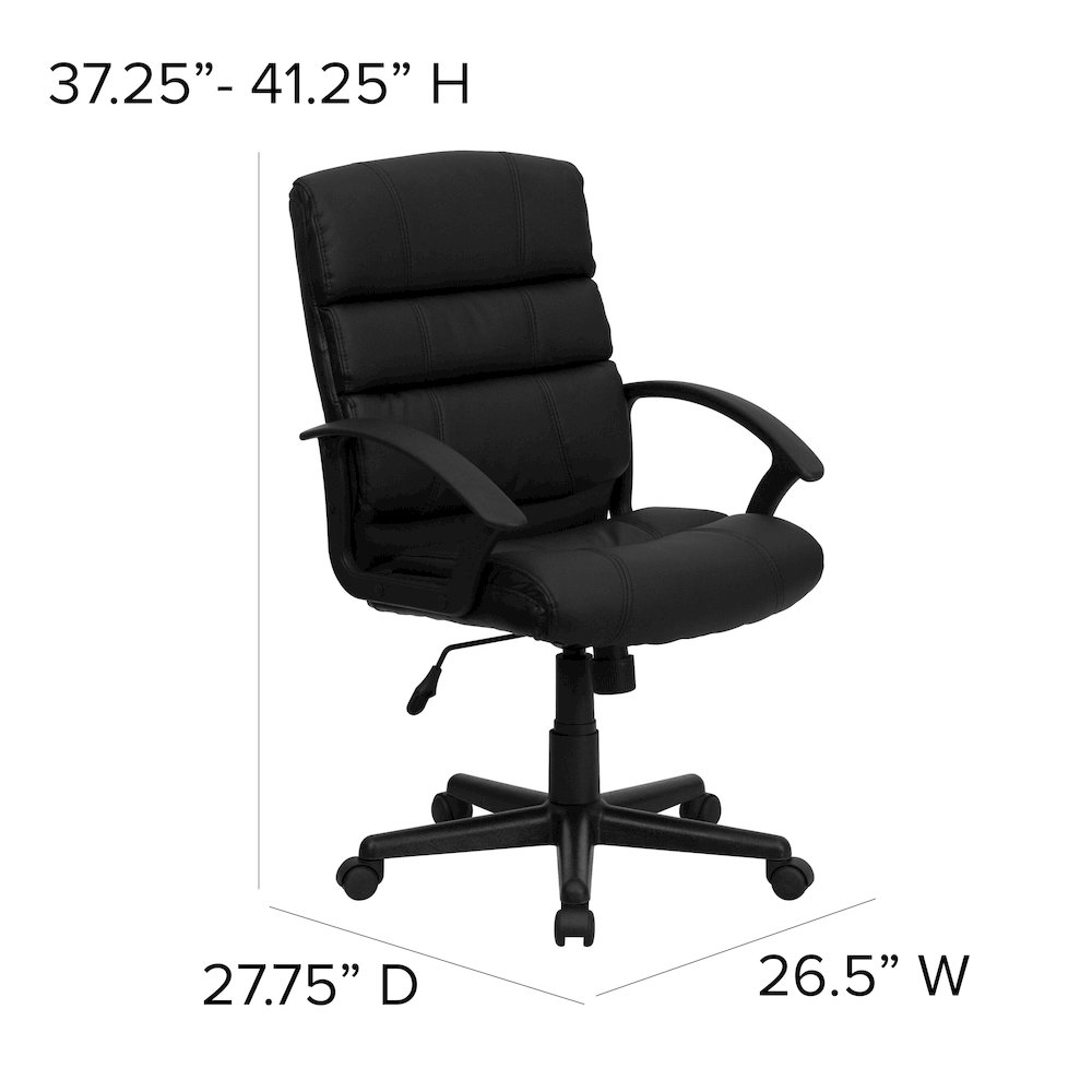 Mid-Back Black LeatherSoft Swivel Task Office Chair with Arms