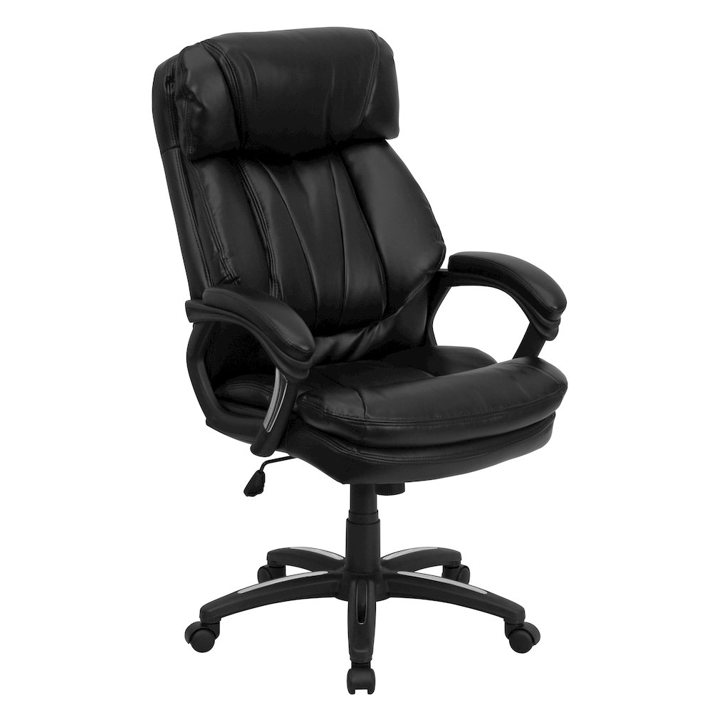 High Back Black Executive Swivel Office Chair with Plush Headrest