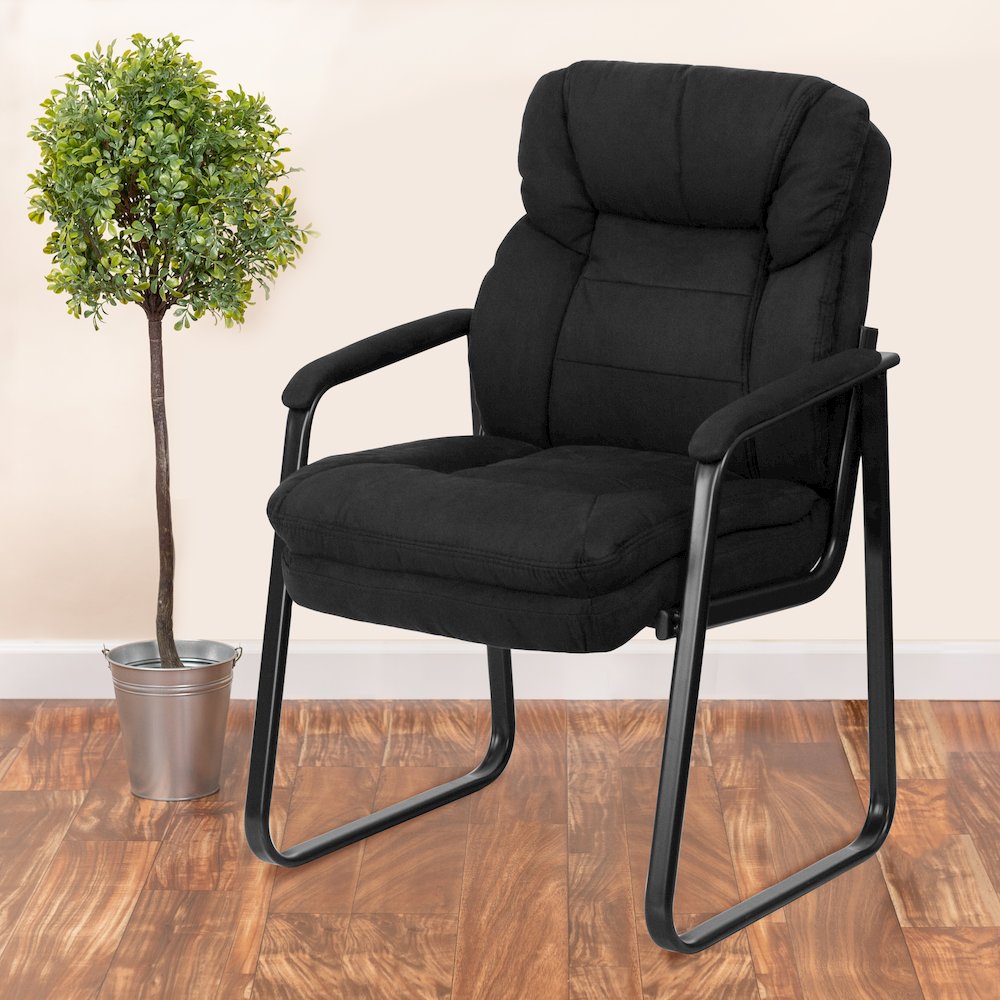 Black Microfiber Executive Side Reception Chair