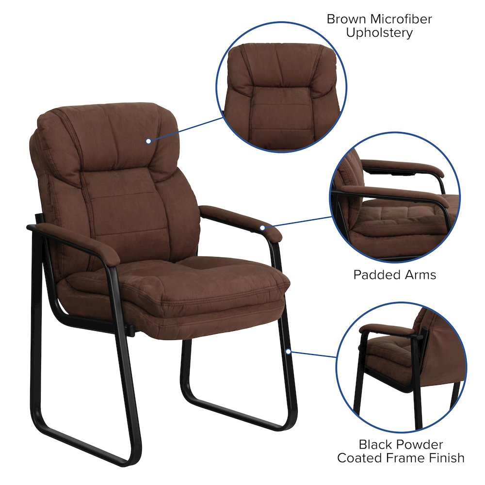 Brown Microfiber Executive Side Reception Chair