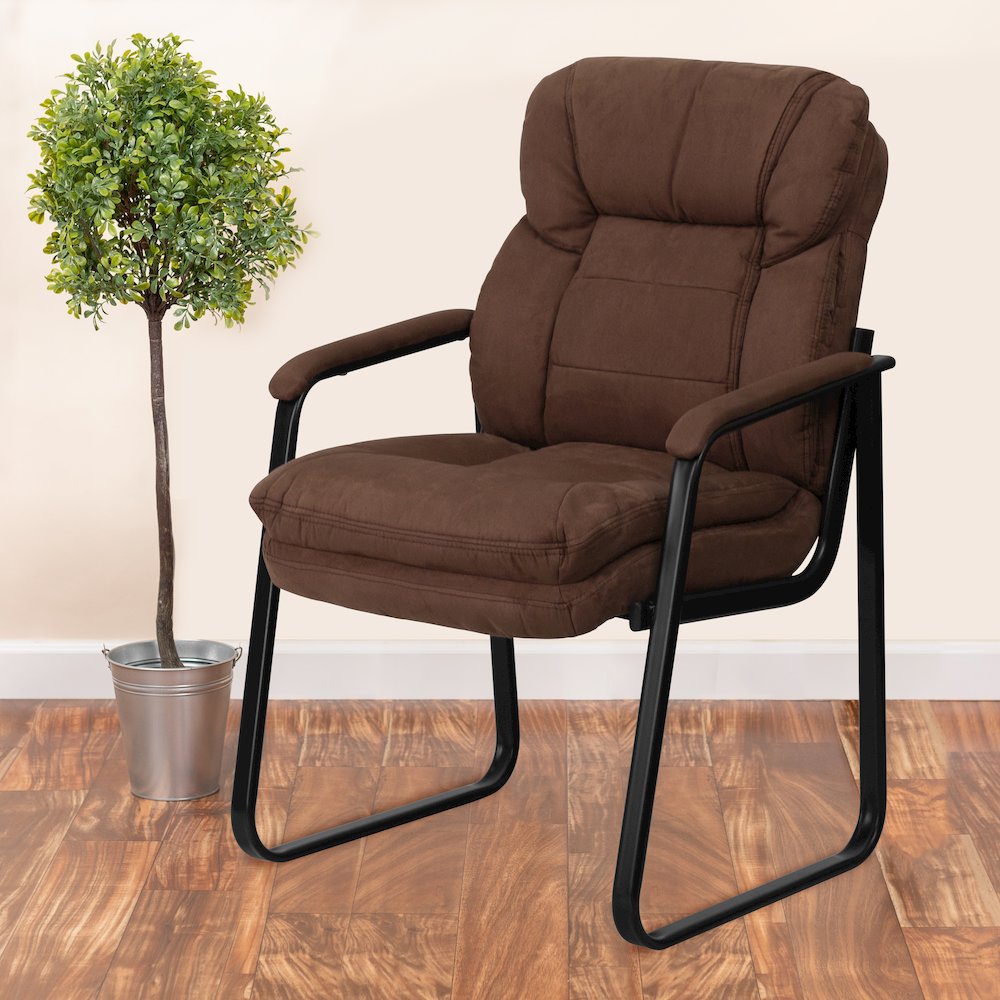 Brown Microfiber Executive Side Reception Chair