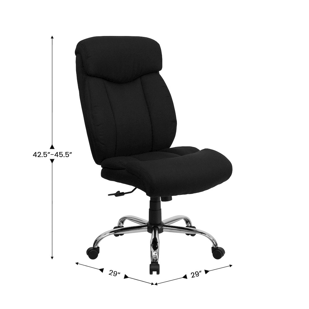 Big & Tall 400 lb. Rated Black Fabric Executive Office Chair and Chrome Base