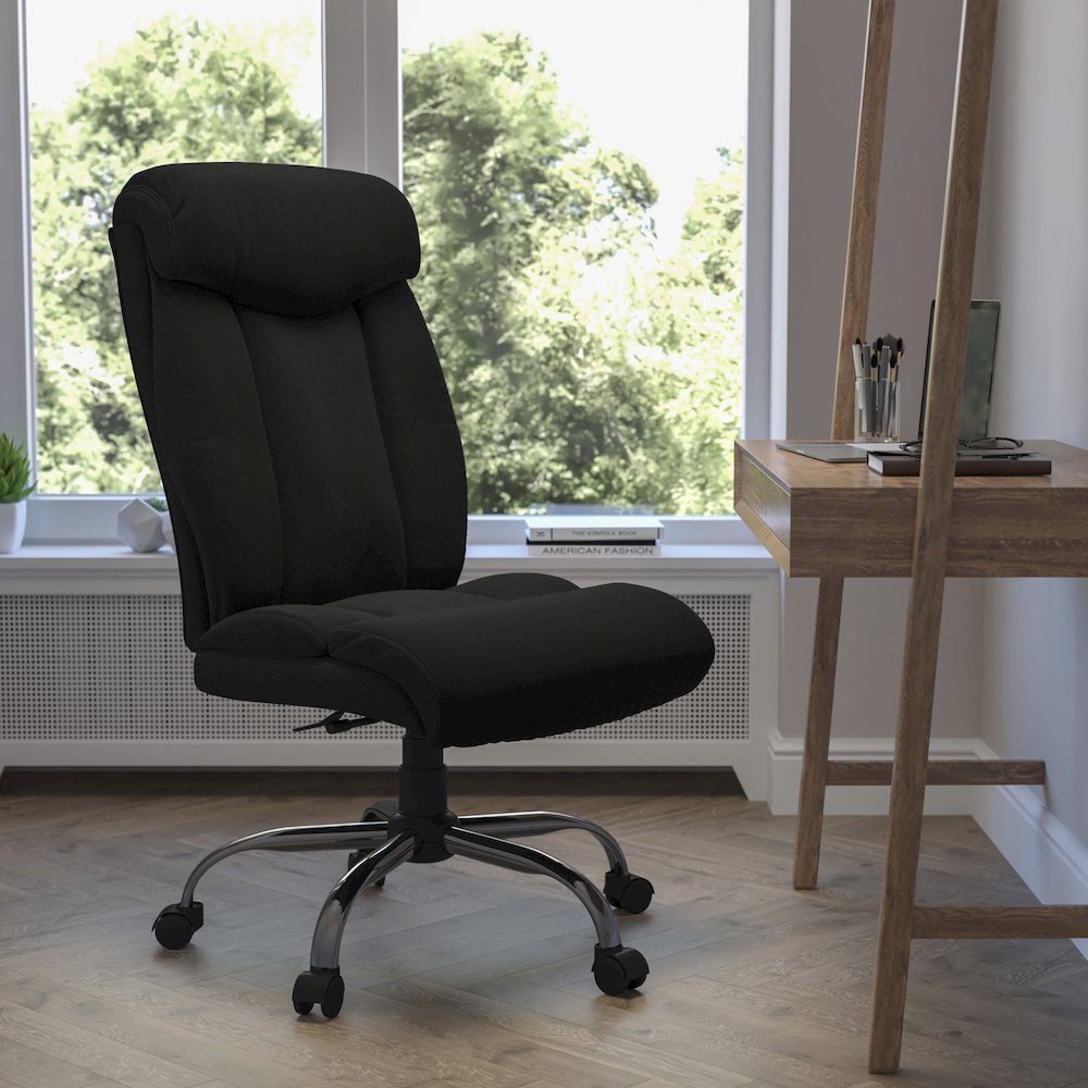 Big & Tall 400 lb. Rated Black Fabric Executive Office Chair and Chrome Base
