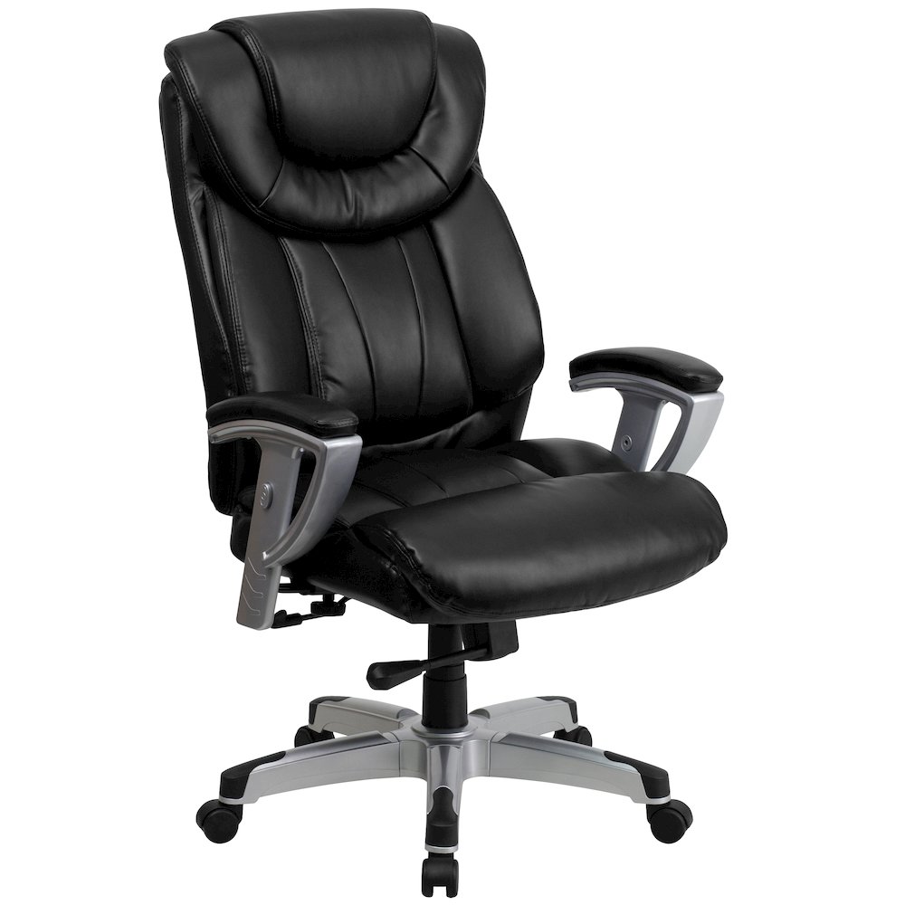 400 lb. Rated Black Executive Office Chair with Silver Adjustable Arms