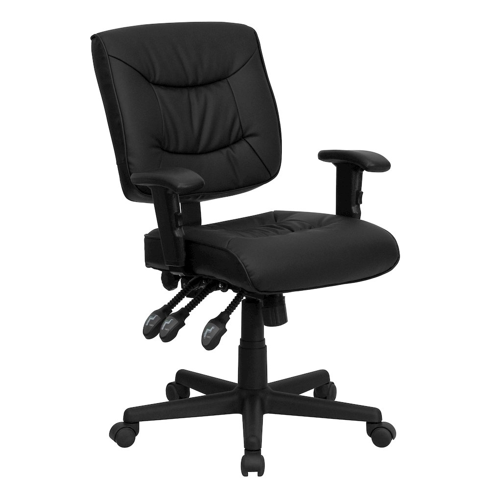 Mid-Back Black Multifunction Swivel Task Office Chair with Adjustable Arms