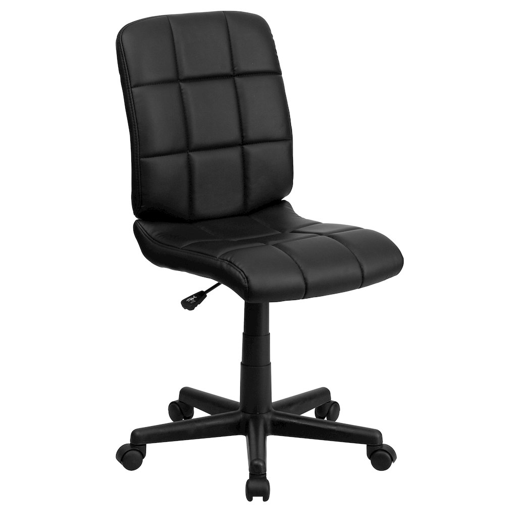 Mid-Back Black Quilted Vinyl Swivel Task Office Chair