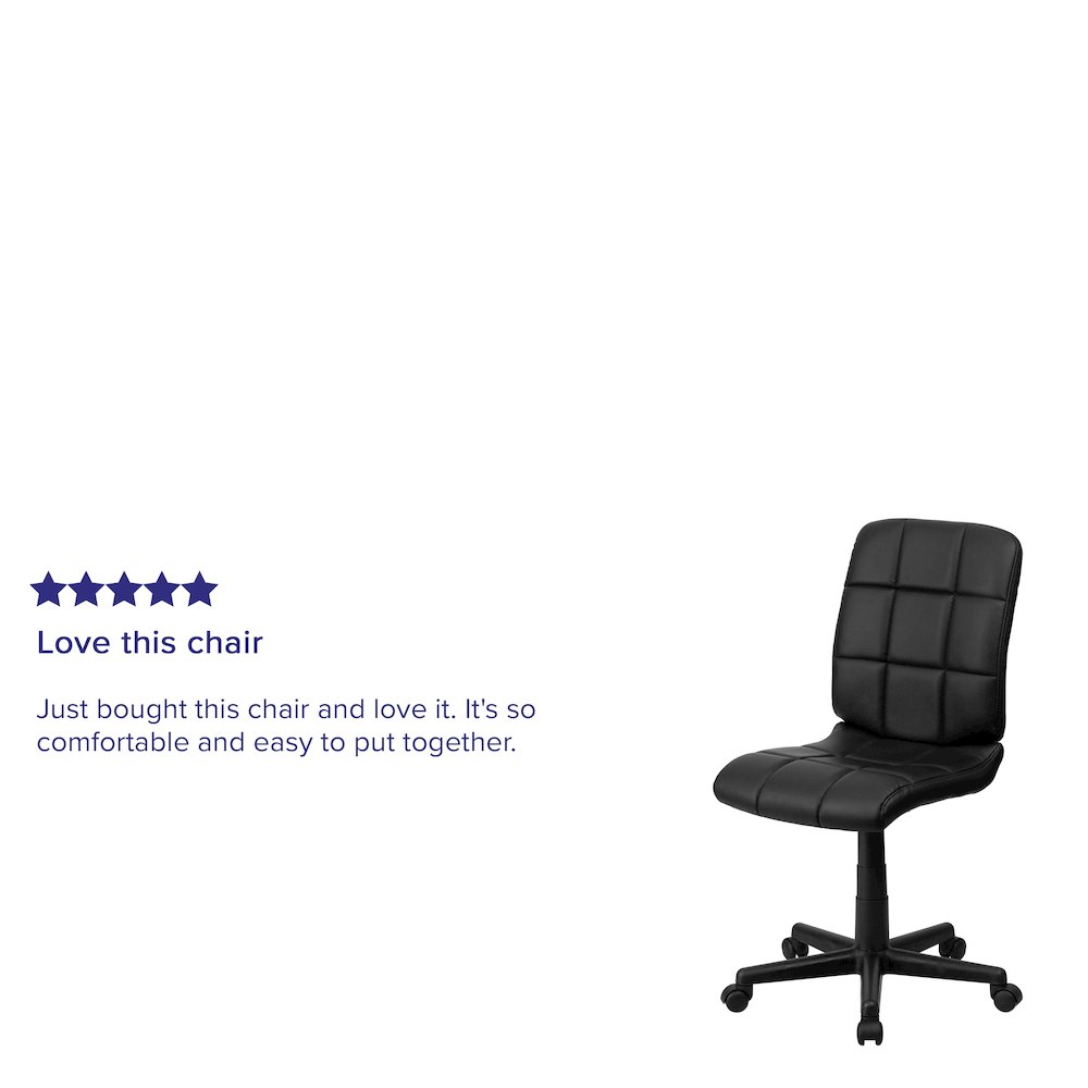 Mid-Back Black Quilted Vinyl Swivel Task Office Chair