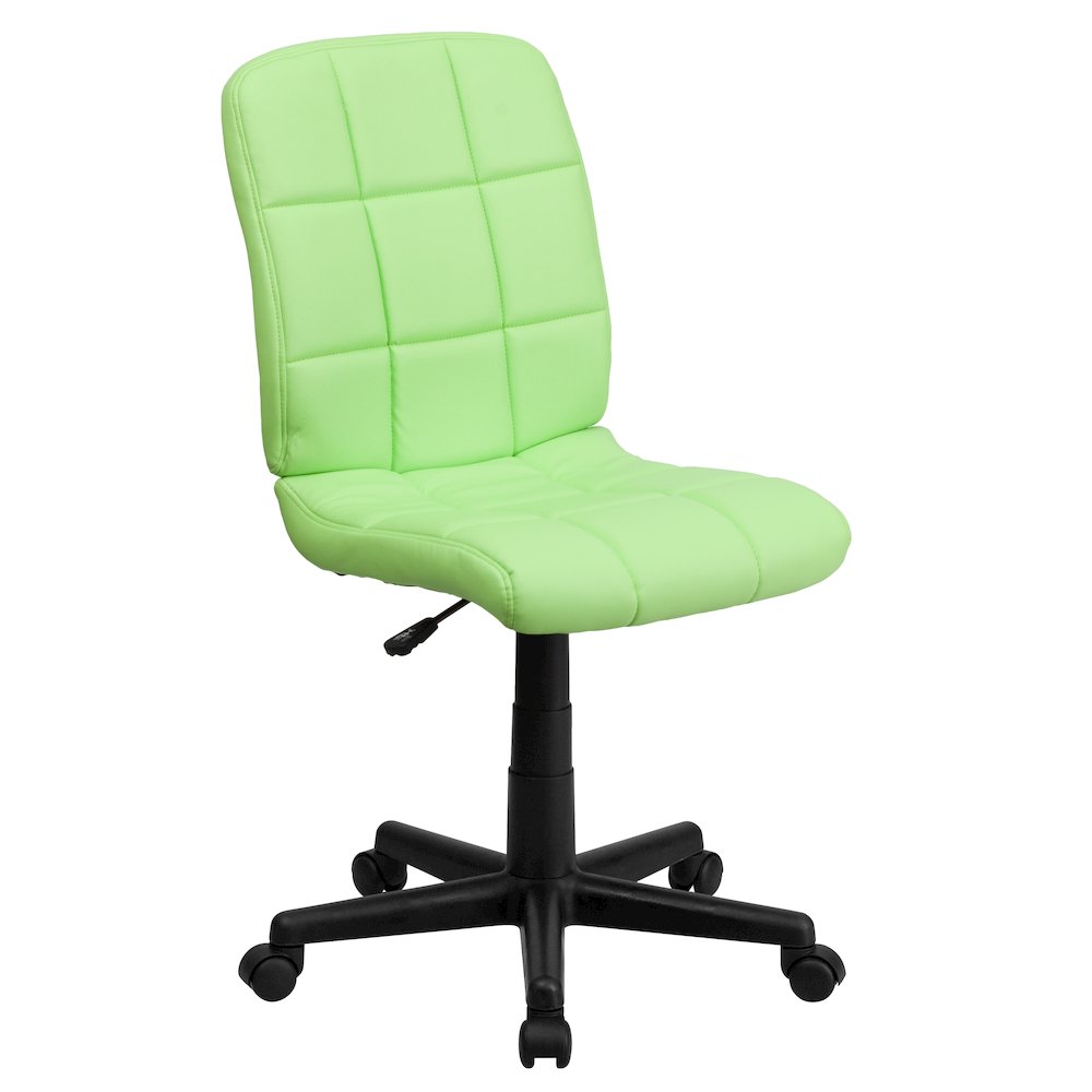 Mid-Back Green Quilted Vinyl Swivel Task Office Chair