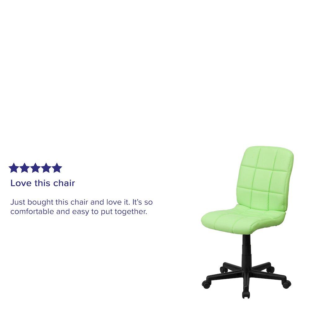 Mid-Back Green Quilted Vinyl Swivel Task Office Chair
