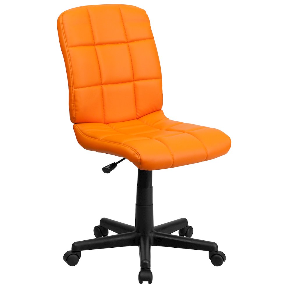 Mid-Back Orange Quilted Vinyl Swivel Task Office Chair