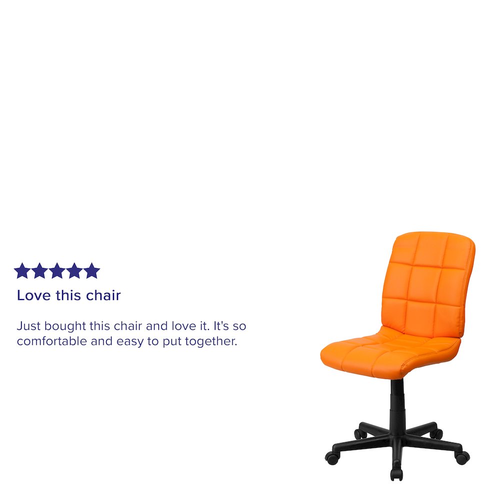 Mid-Back Orange Quilted Vinyl Swivel Task Office Chair