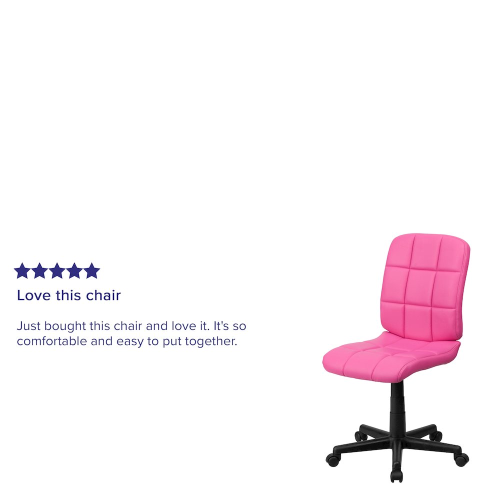 Mid-Back Pink Quilted Vinyl Swivel Task Office Chair