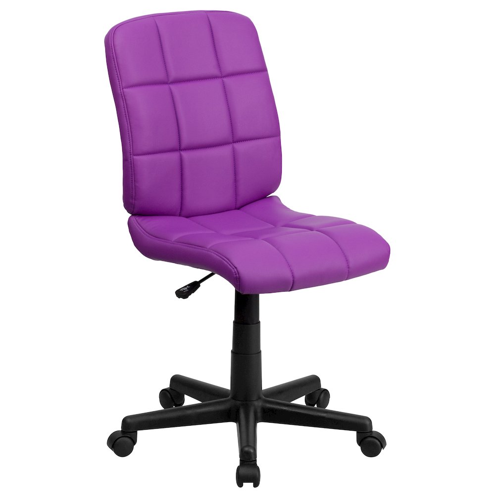 Mid-Back Purple Quilted Vinyl Swivel Task Office Chair