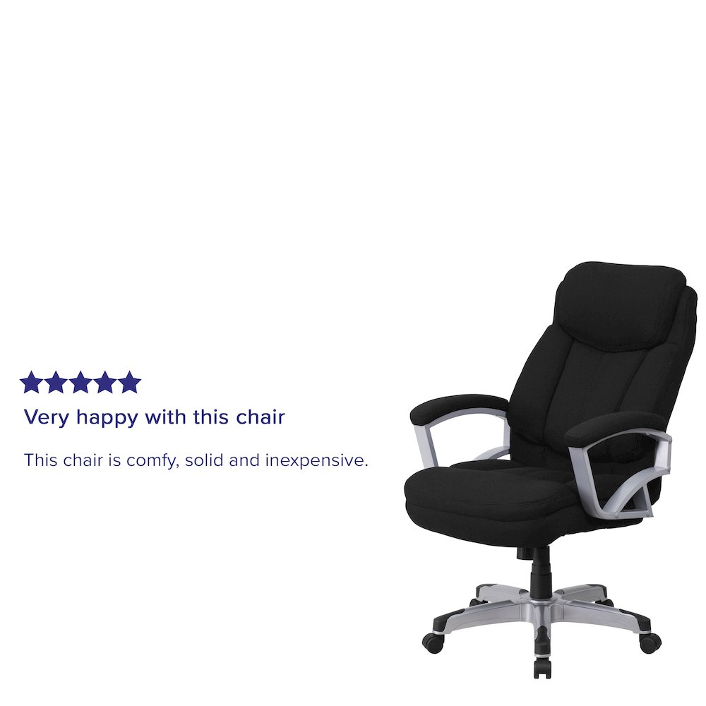 Big & Tall 500 lb. Rated Black Fabric Executive Swivel Office Chair with Arms