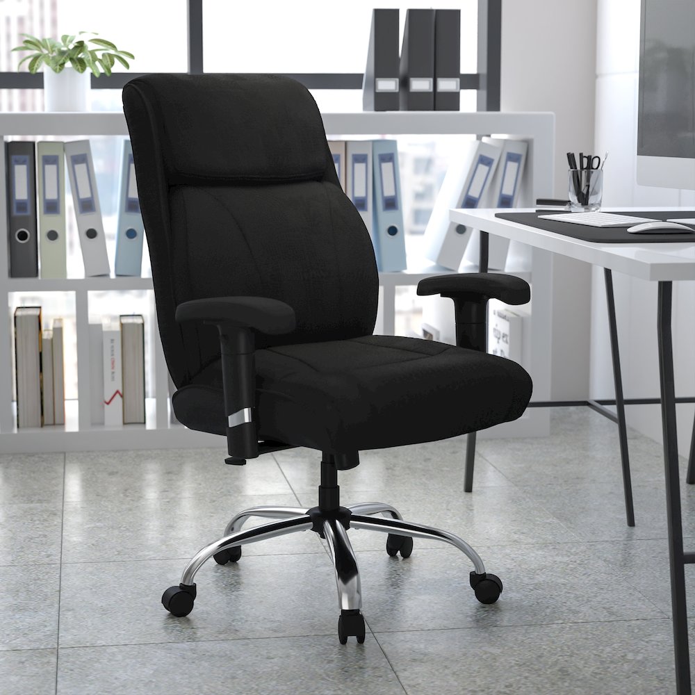 400 lb. Rated Black Fabric Task Office Chair with Line Stitching
