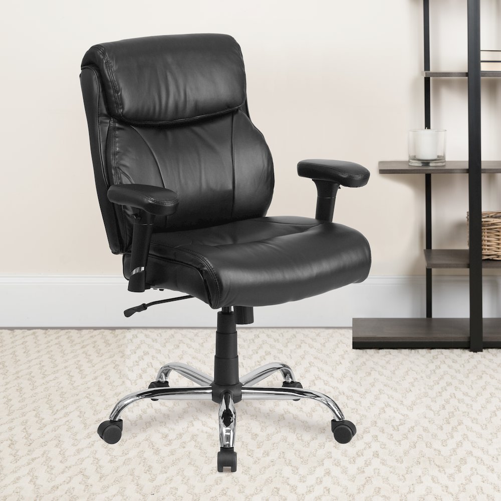 400 lb. Rated Black Task Office Chair with Clean Line Stitching and Arms