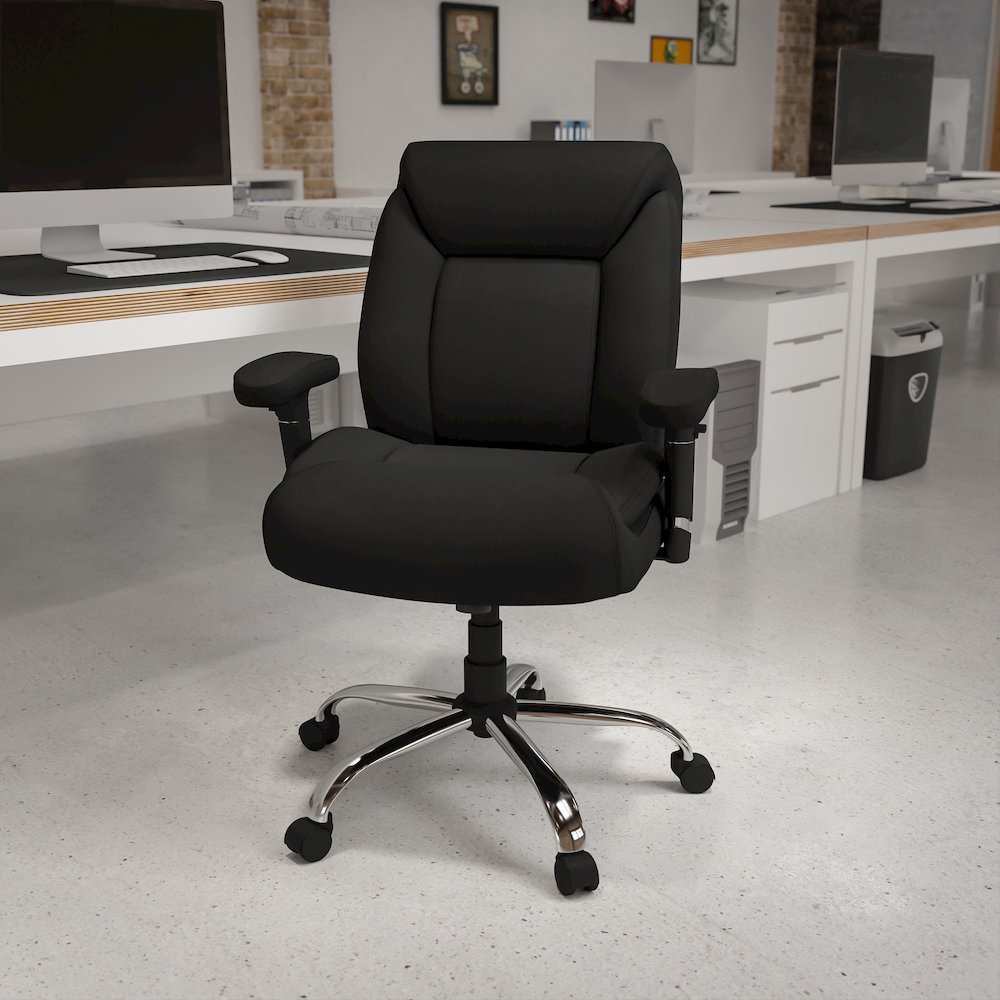 400 lb. Rated Black Fabric Deep Tufted Swivel Task Office Chair