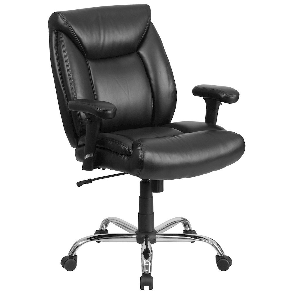400 lb. Rated Black Deep Tufted Task Office Chair with Adjustable Arms