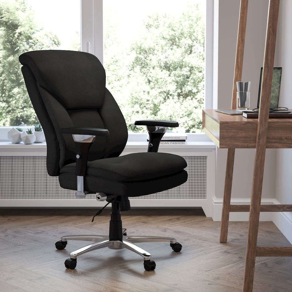 24/7 Intensive Use 400 lb. Rated Black Fabric Executive Office Chair