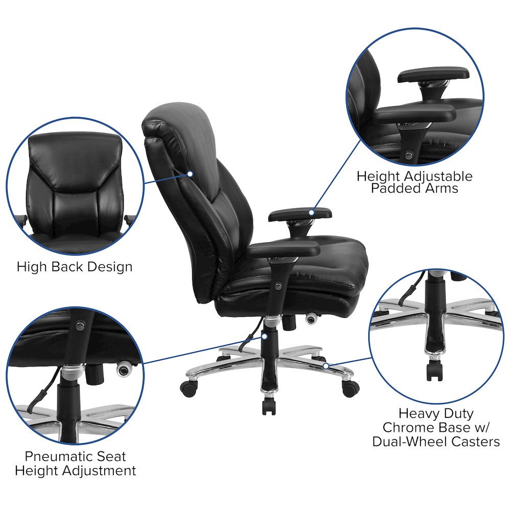 24/7 Intensive Use Big & Tall 400 lb. Rated Black Office Chair with Lumbar Knob
