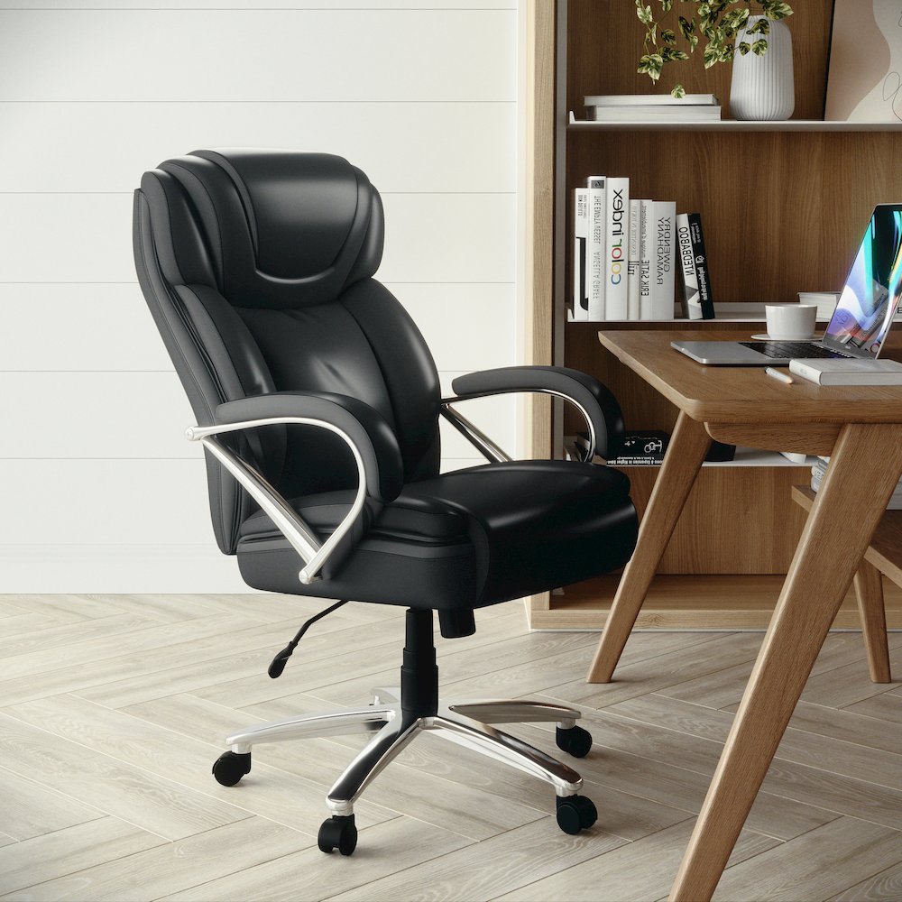 500 lb. Rated Black Executive Swivel Office Chair with Extra Wide Seat