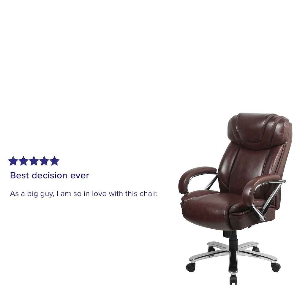 500 lb. Rated Brown Executive Swivel Office Chair with Extra Wide Seat