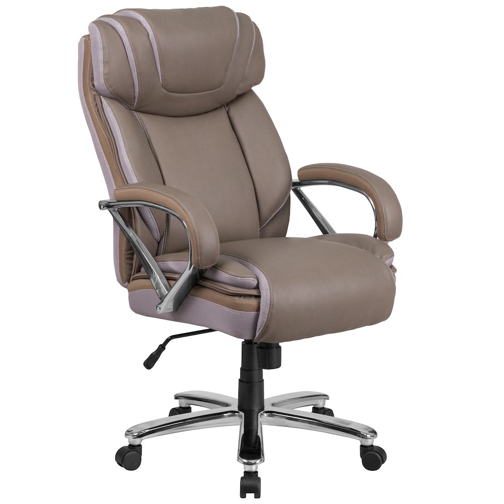 500 lb. Rated Taupe Executive Swivel Office Chair with Extra Wide Seat