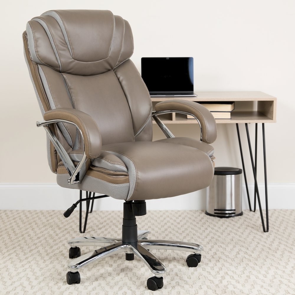500 lb. Rated Taupe Executive Swivel Office Chair with Extra Wide Seat