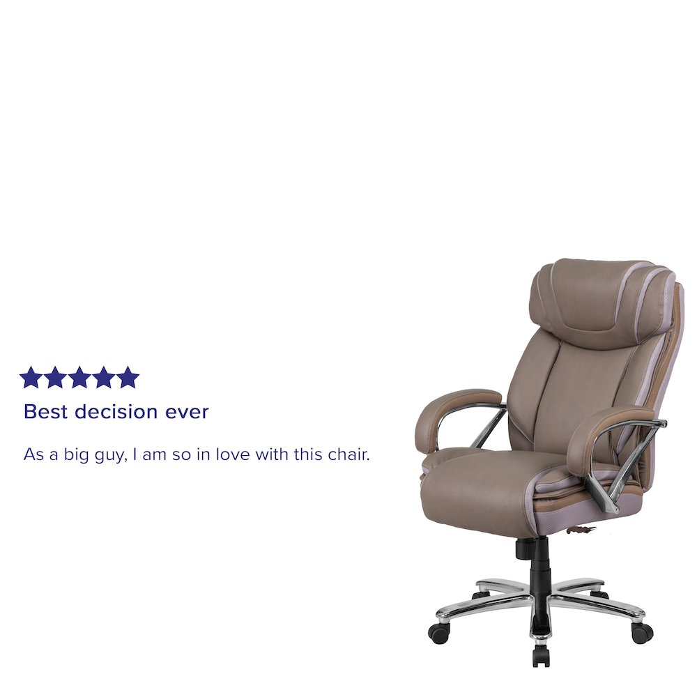 500 lb. Rated Taupe Executive Swivel Office Chair with Extra Wide Seat