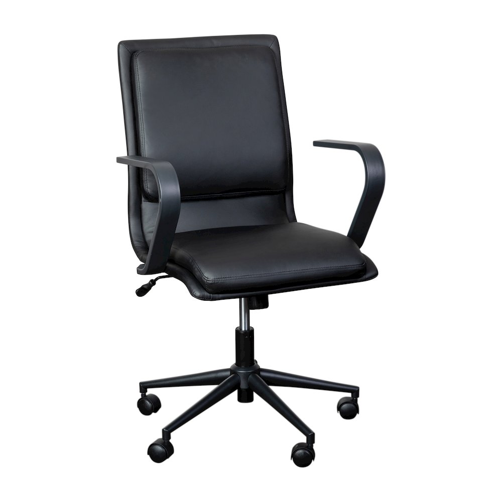 Mid-Back Designer Executive Office Chair with Black Base and Arms