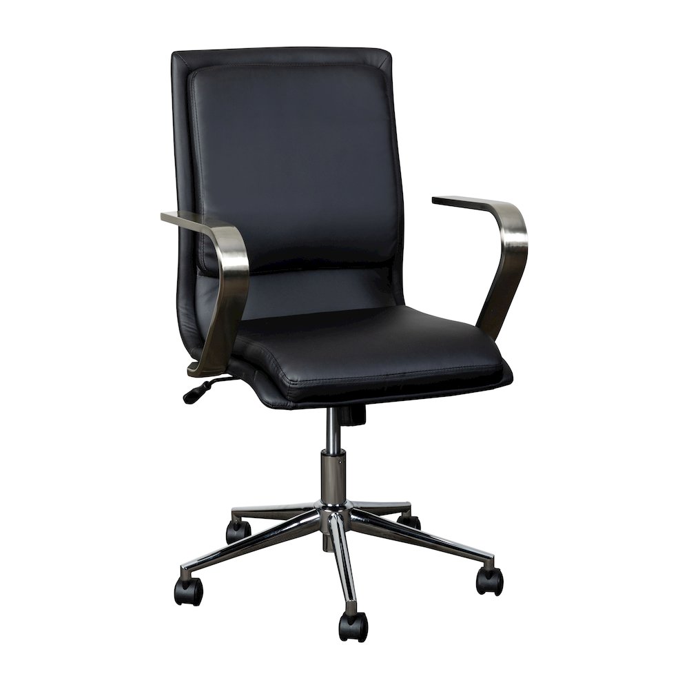 Mid-Back Executive Office Chair with Brushed Chrome Base and Arms