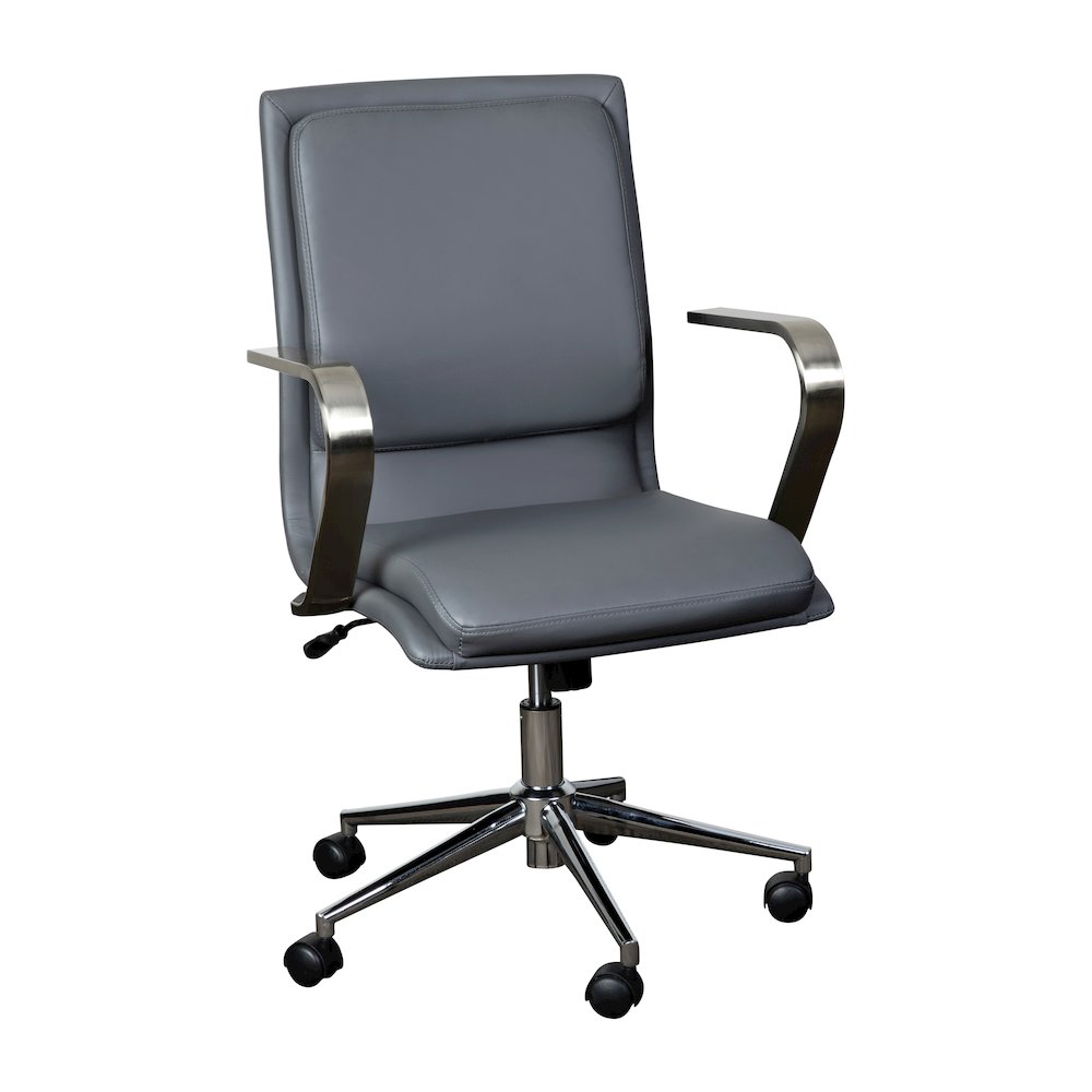 Mid-Back Designer Executive Office Chair with Brushed Chrome Base and Arms