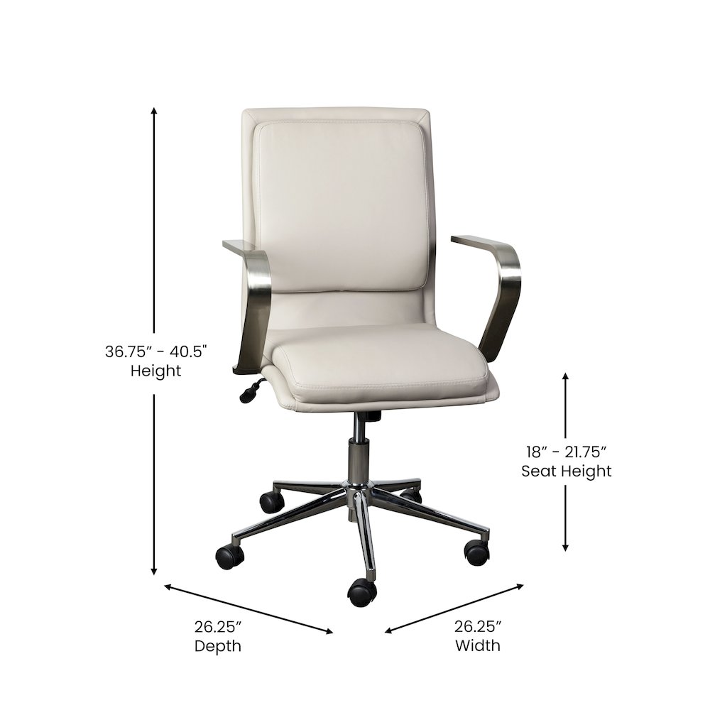 Mid-Back Executive Office Chair with Brushed Chrome Base and Arms