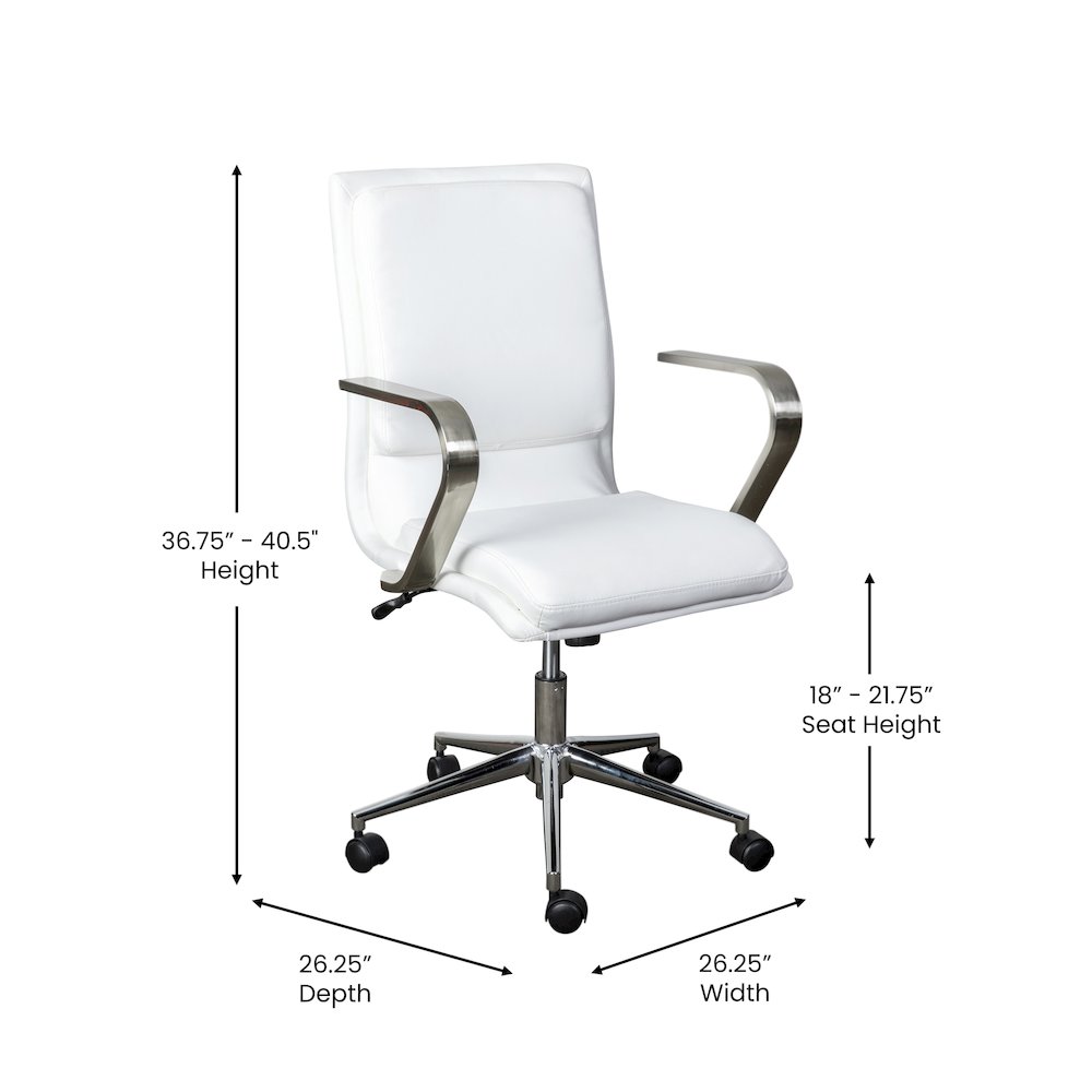 Mid-Back Executive Office Chair with Brushed Chrome Base and Arms