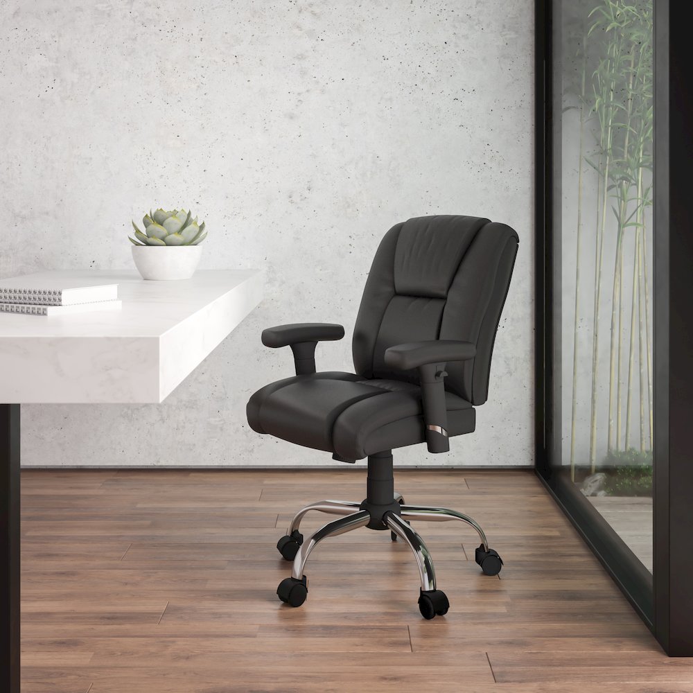 400 lb. Rated Black Task Office Chair with Chrome Base and Adjustable Arms