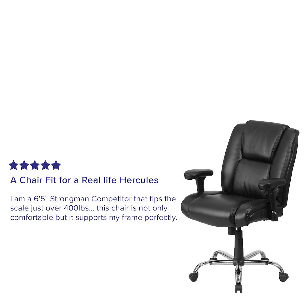 400 lb. Rated Black Task Office Chair with Chrome Base and Adjustable Arms