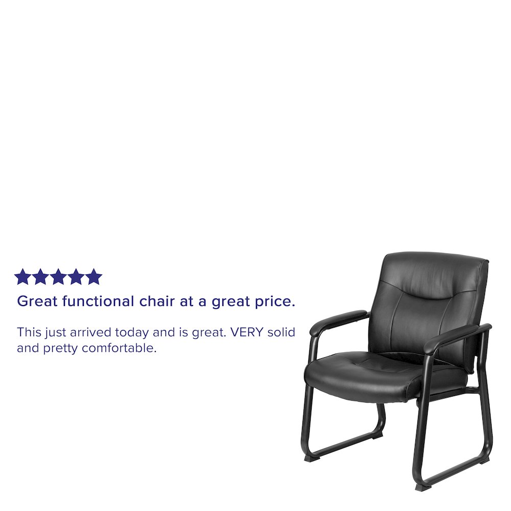 Big & Tall 500 lb. Rated Black Executive Side Reception Chair with Sled Base