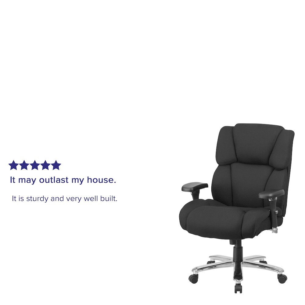400 lb. Rated Black Fabric Executive Office Chair with Lumbar Knob