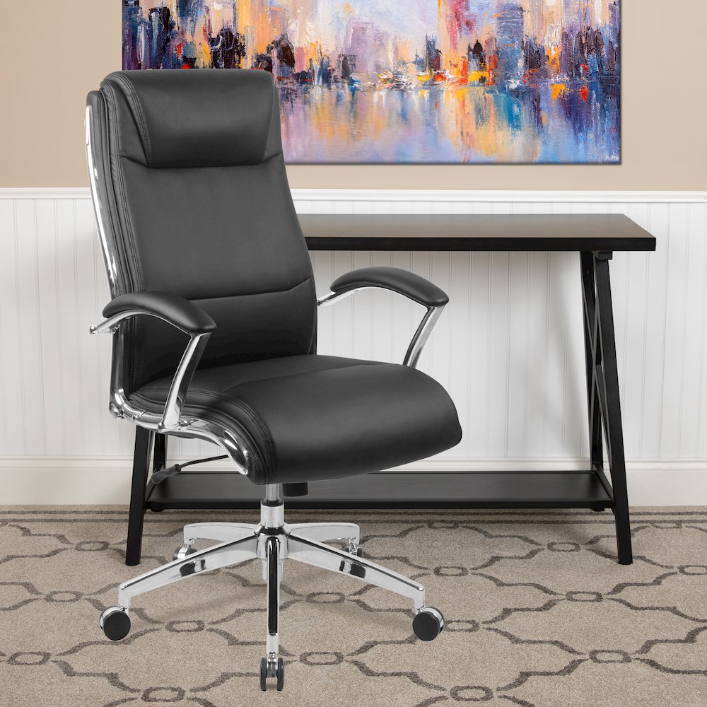 High Back Black Smooth Upholstered Executive Swivel Office Chair