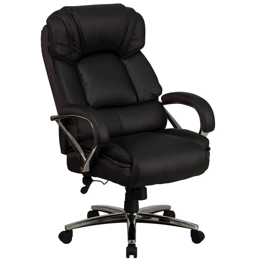 500 lb. Rated Black Executive Swivel Office Chair with Chrome Base and Arms