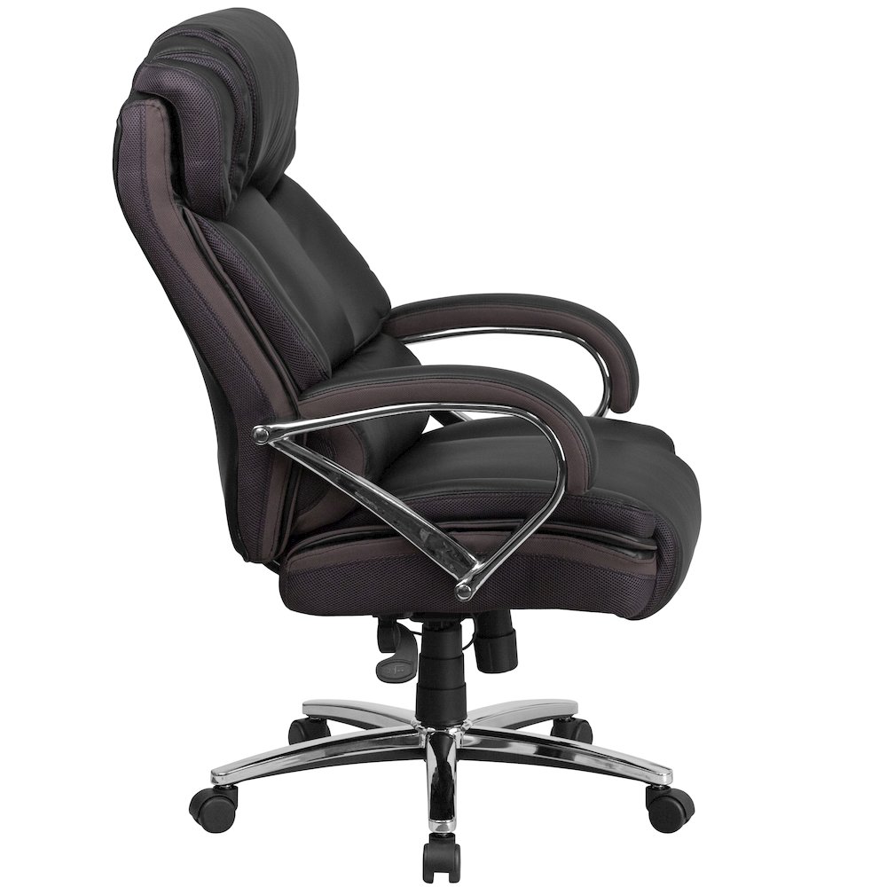 500 lb. Rated Black Executive Swivel Office Chair with Chrome Base and Arms