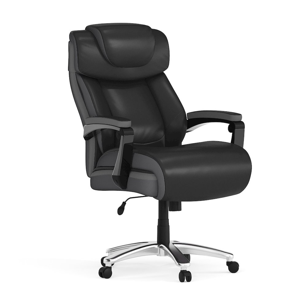 500 lb. Rated Black Executive Swivel Office Chair with Adjustable Headrest
