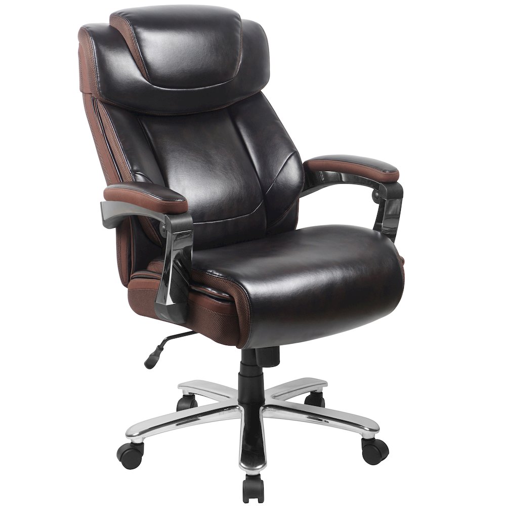Office Chair | Brown Executive Swivel Office Chair with Headrest and Wheels