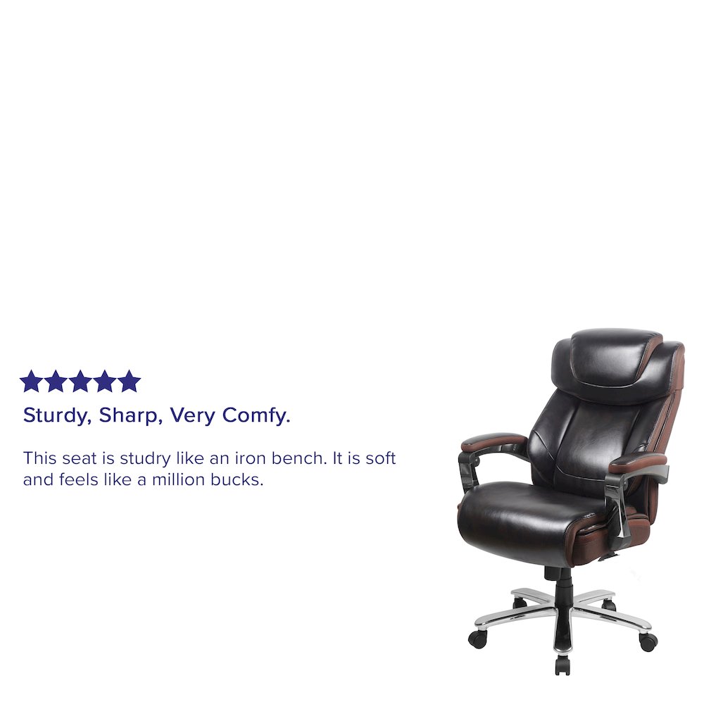 Office Chair | Brown Executive Swivel Office Chair with Headrest and Wheels