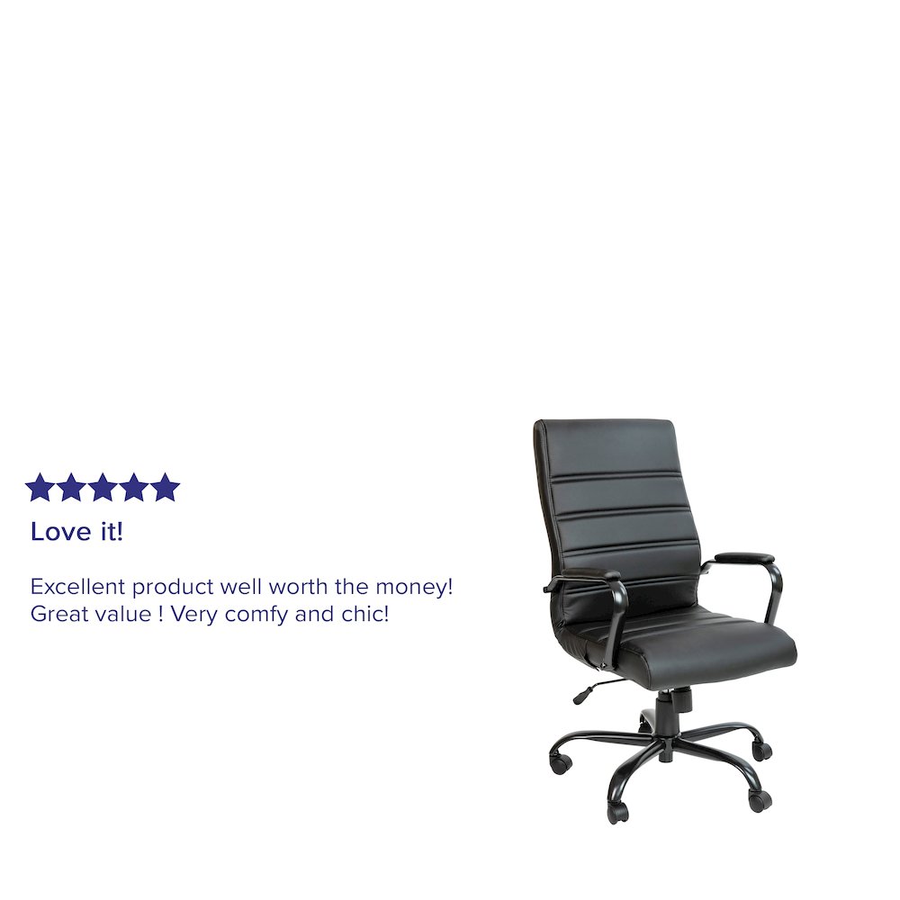 High Back Black Executive Swivel Office Chair with Black Frame and Arms
