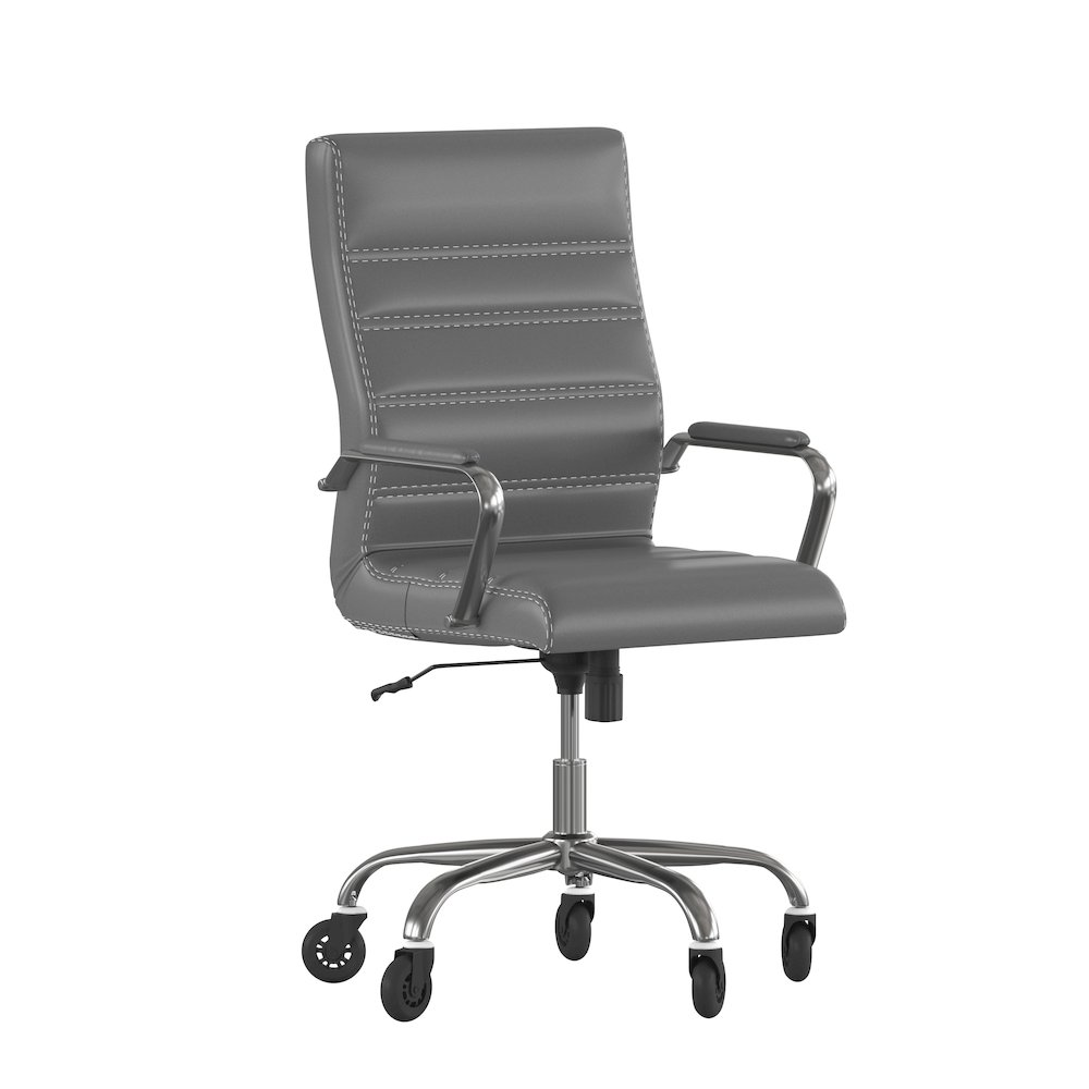High Back Gray Executive Swivel Office Chair with Chrome Frame