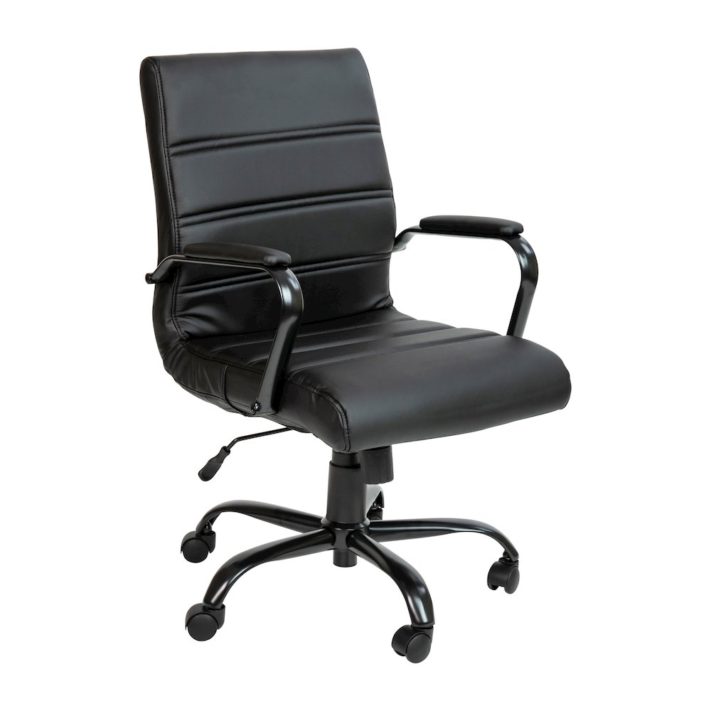 Mid-Back Black Executive Swivel Office Chair with Black Frame and Arms